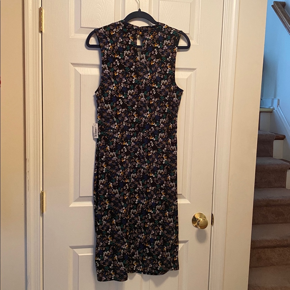 Amazon Essentials Black Floral Sleeveless Twist Neck Faux Wrap Dress…size L - Picture 2 of 6